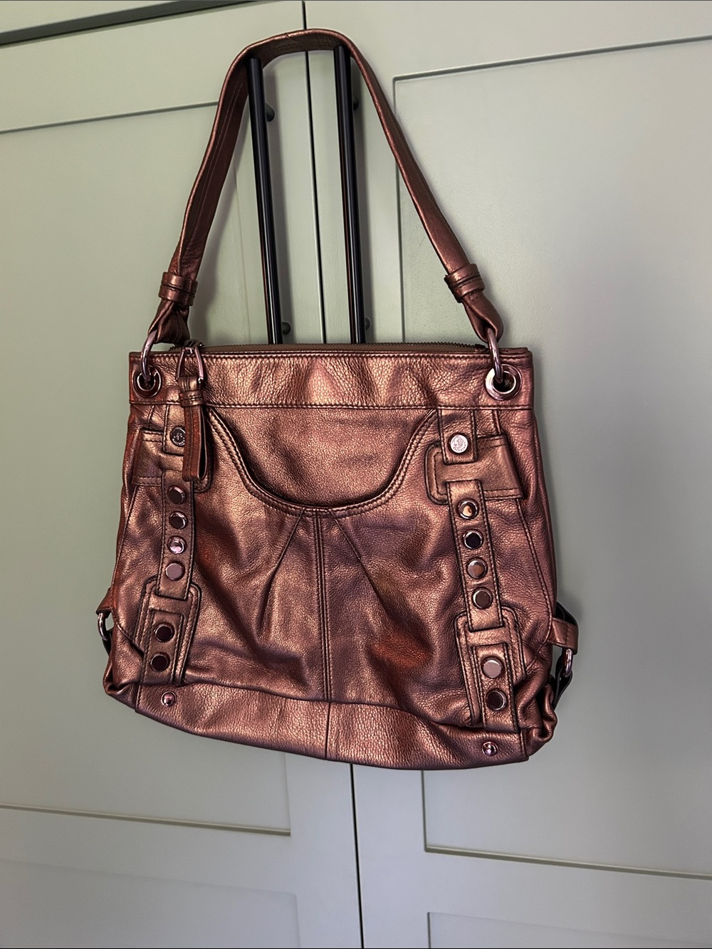 Metallic Bronze Shoulder Tote Bag